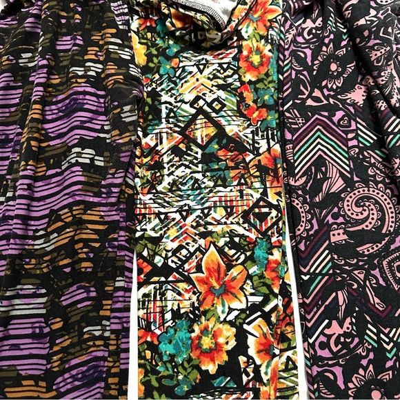 LuLaRoe Set of 3 - Wonens One Size Legging - geometric designs 41B2 - Picture 2 of 5